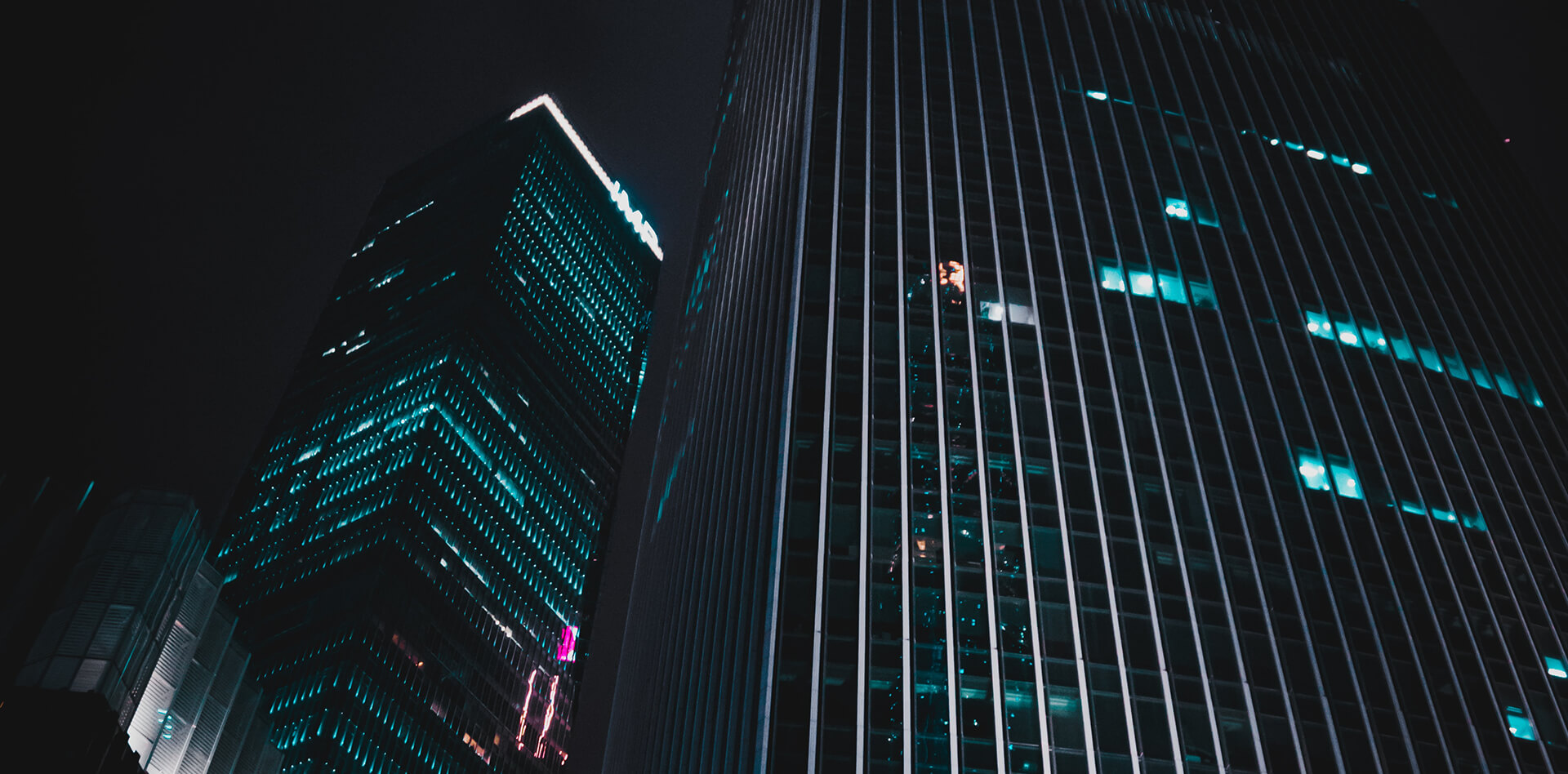 Office buildings at night