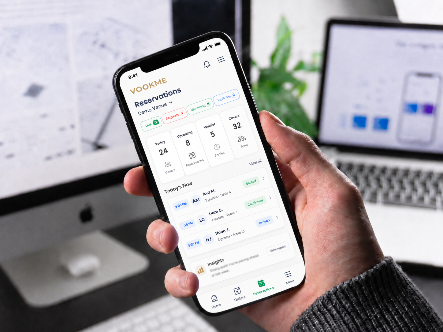 A mobile business application in use